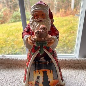 Jim Shore Santa Figure “Dog and Cat Wait For Santa”